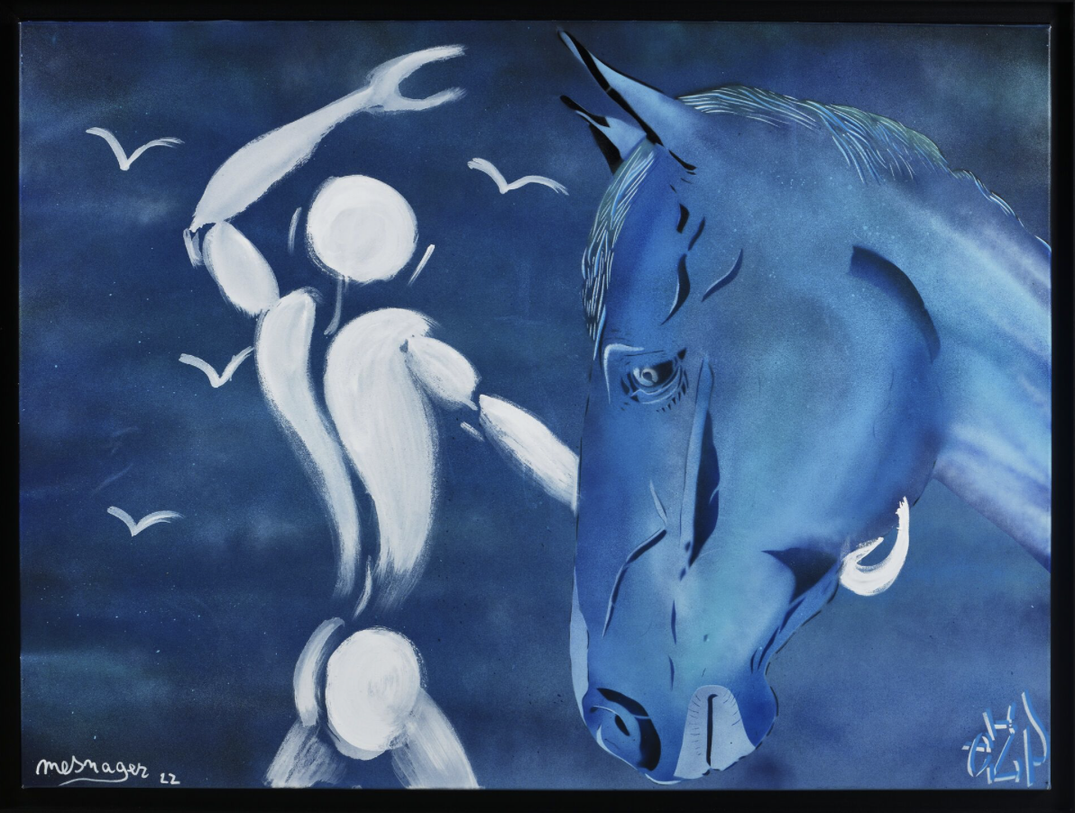 Personnage blanc et cheval (2024) 