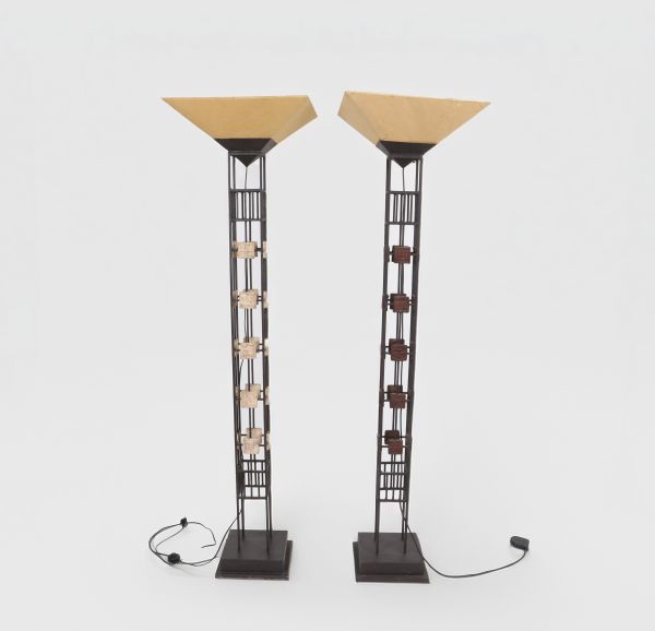 Paire de lampadaire dans le goût de Will Lofy (1937-2021)