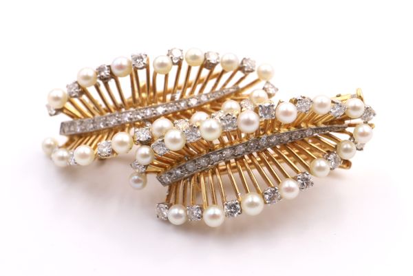 Broche perles et diamants