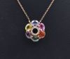 Collier fleur Saphirs multicolores