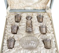 Coffret service en crystal et argent massif