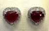 Paire de boutons d'oreilles Rubis coeur