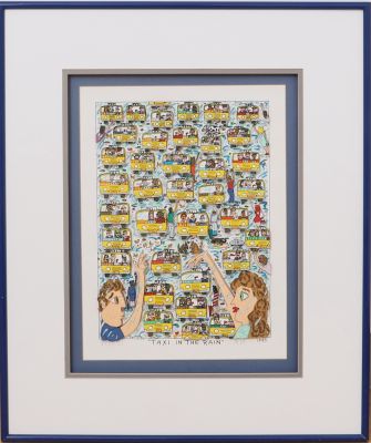 « Taxi in the rain » de James Rizzi (1950-2011)
