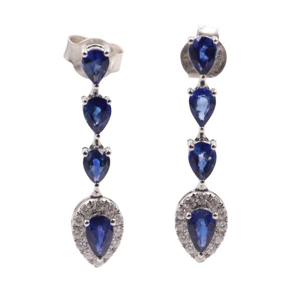Paire de pendants d'oreilles - Saphirs poires