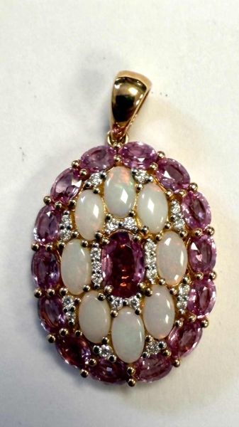 Elegant pendentif Saphirs roses