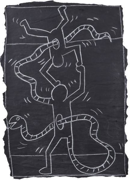 Rare Subway Drawing - Keith Haring (1958-1990) Attribué à
