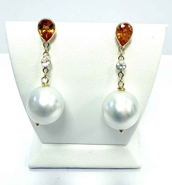 Belle paire de pendants d'oreilles - Saphirs et Perles