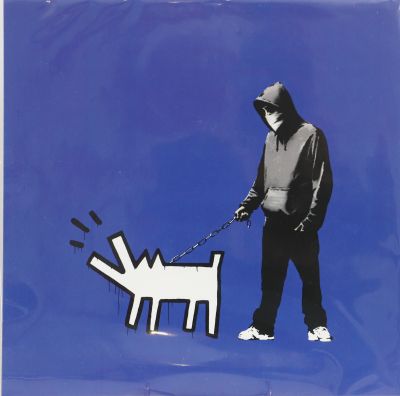 Keith Haring (1958-1990)  & Banksy d'après (bleu)