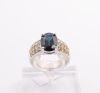 Bague Saphir oval Jonc en or blanc 18k