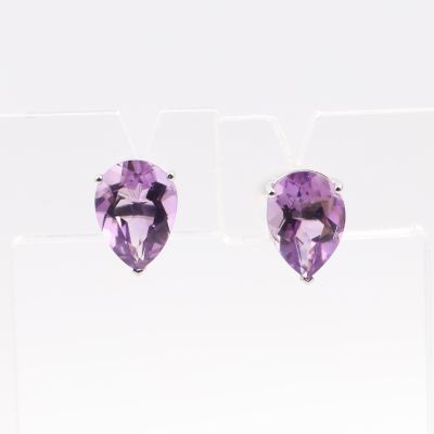 Paire de boutons d'oreilles - Améthyste poire