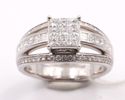 Bague or blanc triple anneau