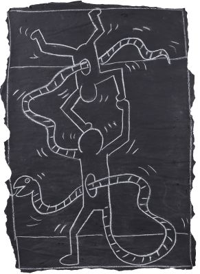 Rare Subway Drawing - Keith Haring (1958-1990) Attribué à