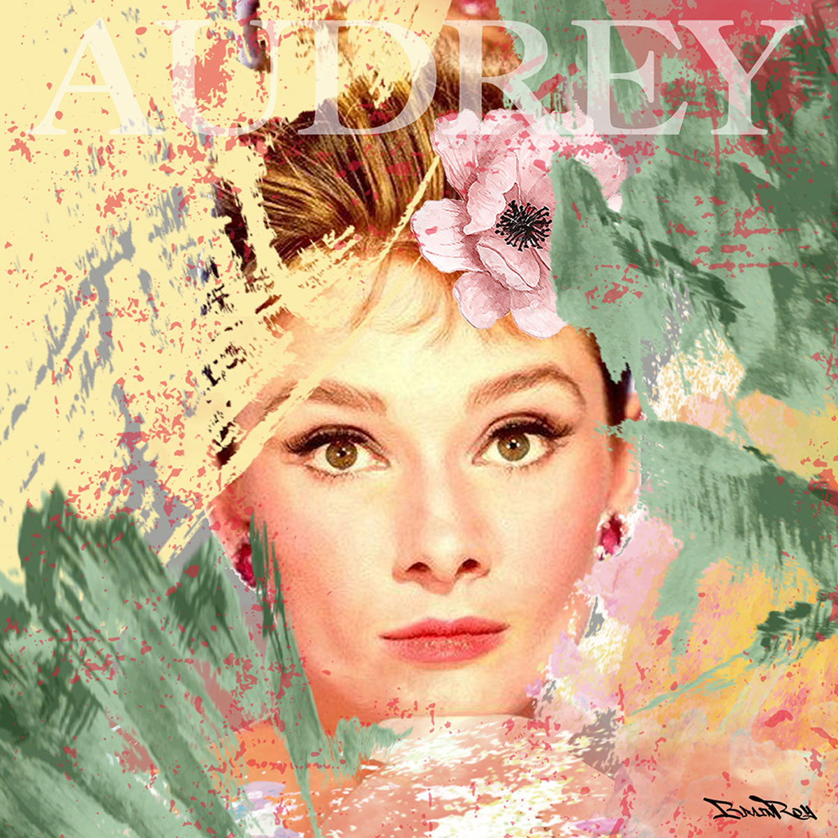 Portrait of Star , Audrey, BrainRoy, acrylic glass print, framed with wall attachment, 80cmx80cm, edited in 6 copies with certificate