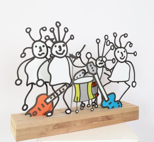 Paul Kostabi (né en 1962) Sprkl Music Metal Sculpture Band 