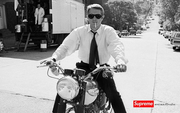Steeve McQueen 3 Moto, Supreme by Monakoe, Photo printed on glossy paper, Silver finish, framed, Photo size 44,5x28, Frame size 54,5x38 cm (white pass-through), edited in 5 copies