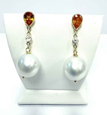 Belle paire de pendants d'oreilles - Saphirs et Perles