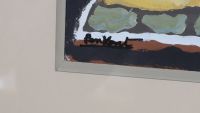 Pierre Penkoat (né en 1945) “Composition sur fond gris vert“