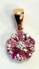 Pendentif fleur Saphirs roses