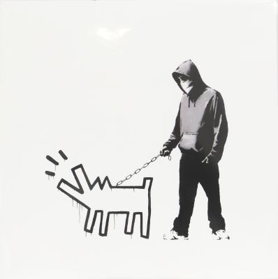 Keith Haring (1958-1990)  & Banksy d'après (blanc)