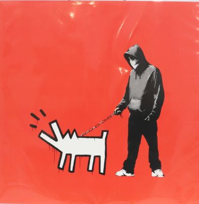 Keith Haring (1958-1990)  & Banksy d'après (rouge)