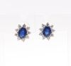Paire de boutons d'oreilles - Fleurs saphirs