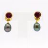 Boucle d'oreilles tourmaline et perle grise