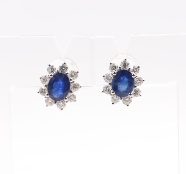Paire de boutons d'oreilles - Fleurs saphirs