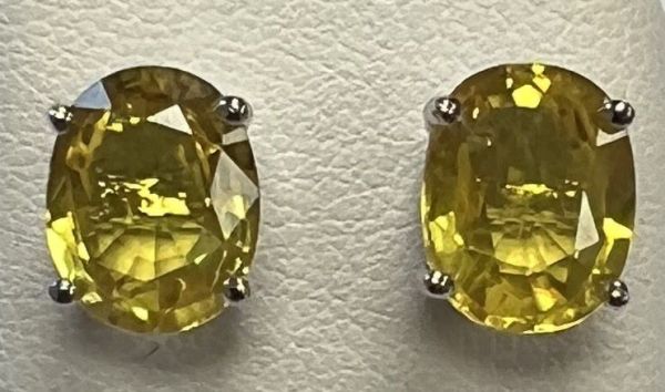 Paire de boutons d'oreilles Saphirs jaunes