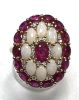 Bague pétales rubis et opales