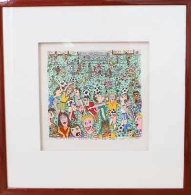 « Everyone wants to win the world cup » de James Rizzi (1950-2011)