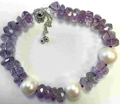 Bracelet Améthystes et Perles