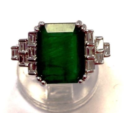 Bague de style Art Déco - Emeraude de Zambie