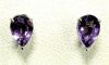 Paire de boutons d'oreilles - Améthystes poire