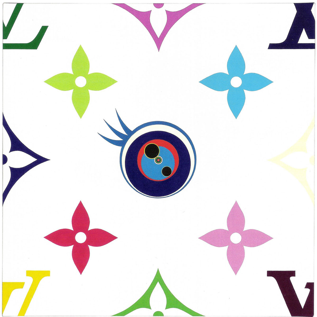 Eye Love Superflat White (2006), Print after Takashi Murakami, color print, signed on Arches paper in the plate, publisher's stamp numbered on 150, framed with publisher's certificate, 28x38cm